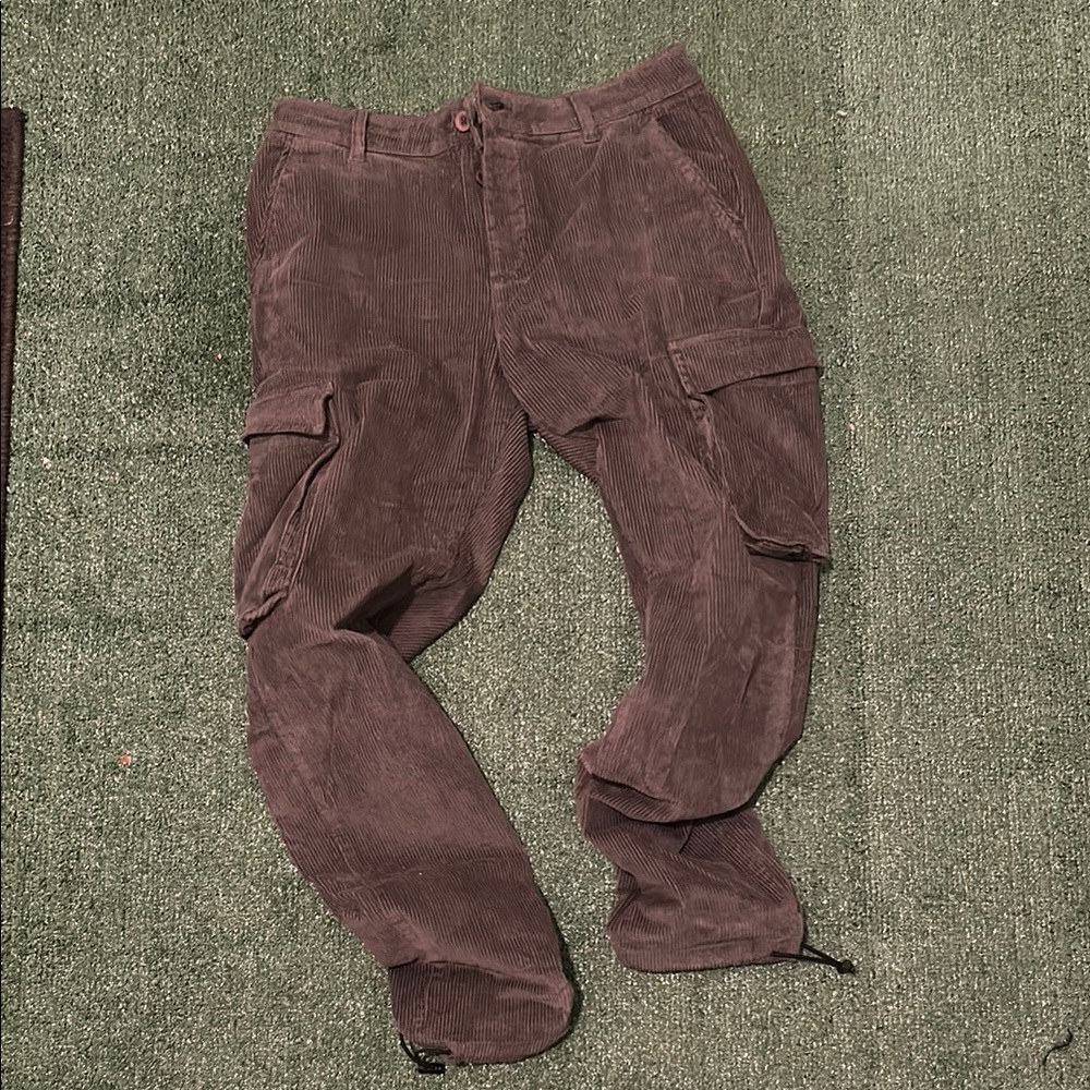 Men's Grey Corduroy Cargo Pants